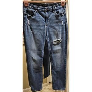 Judy Blue Medium Wash Boyfriend Fit Distressed Jeans (Style# JB8275MD) EUC